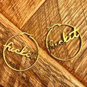Funny Gold Hoop Earrings from Wolf and Badger